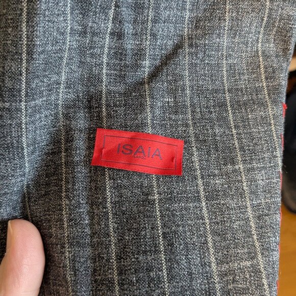 NWT Current Isaia Napoli Gray Pinstripe Wool/Silk/Linen Blend Suit EU50R (US40R) - Picture 6 of 16